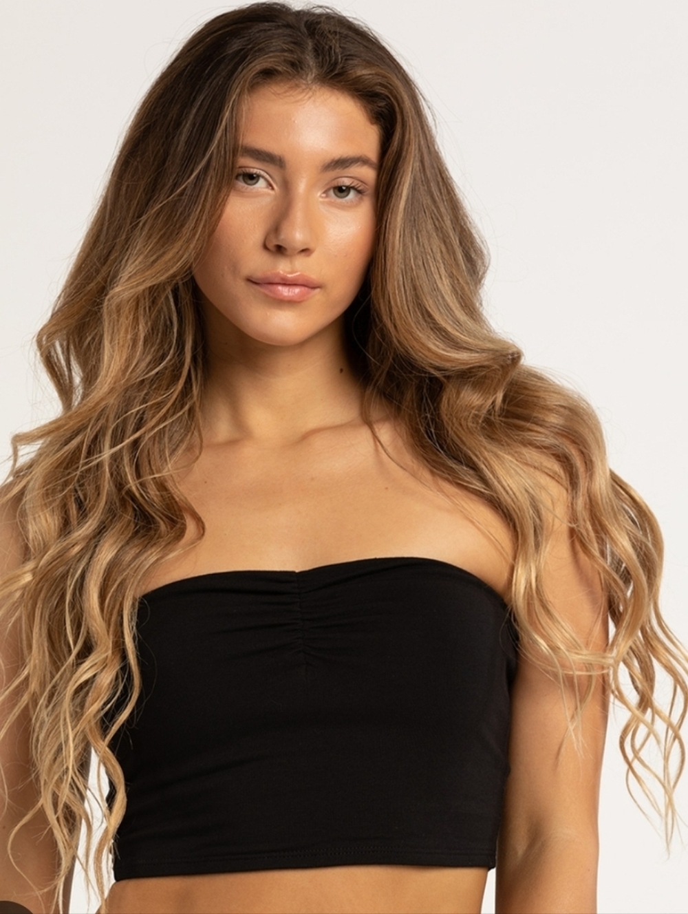 Mono B Black Bandeau Athletic Tube Top